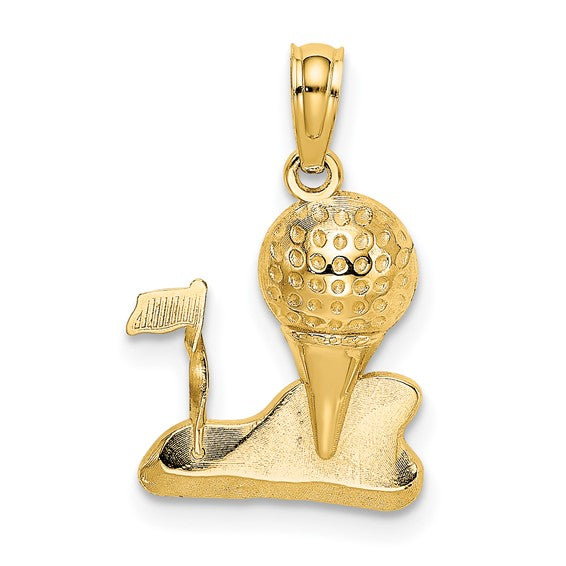 10kt Yellow Gold Solid Polished Golfing Charm