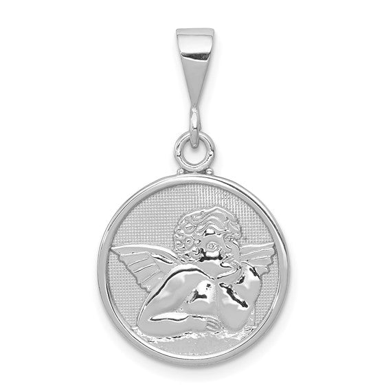 10kt White Gold Polished & Satin Angel Pendant