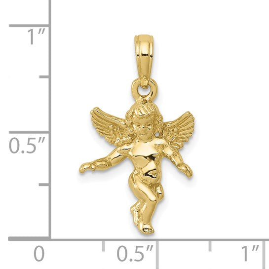 10kt Yellow Gold 3D Polished Solid Angel Pendant