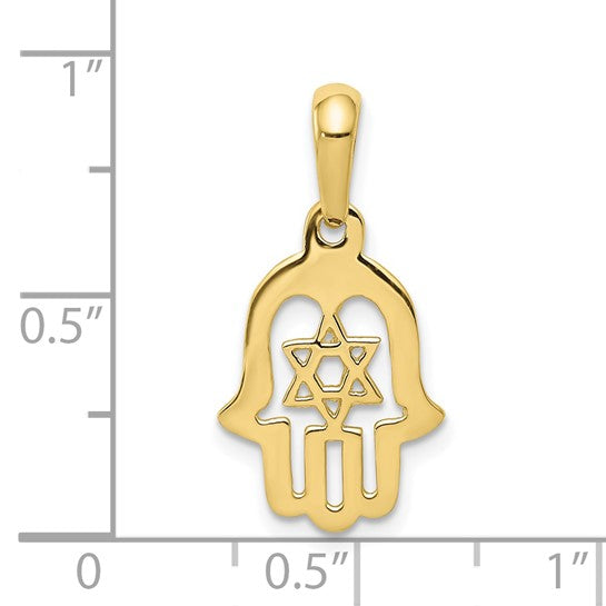 10kt Yellow Gold Star of David Chamseh Pendant