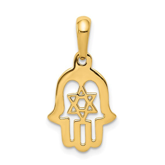 10kt Yellow Gold Star of David Chamseh Pendant