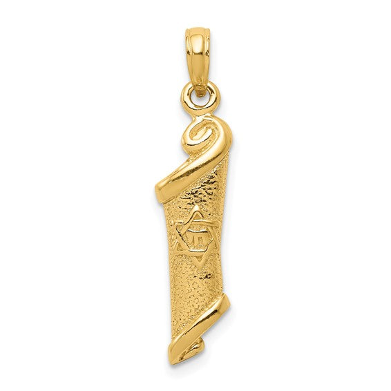 10kt Yellow Gold Torah w/Star of David Pendant