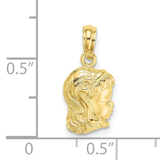 10kt Yellow Gold Girl Head Charm