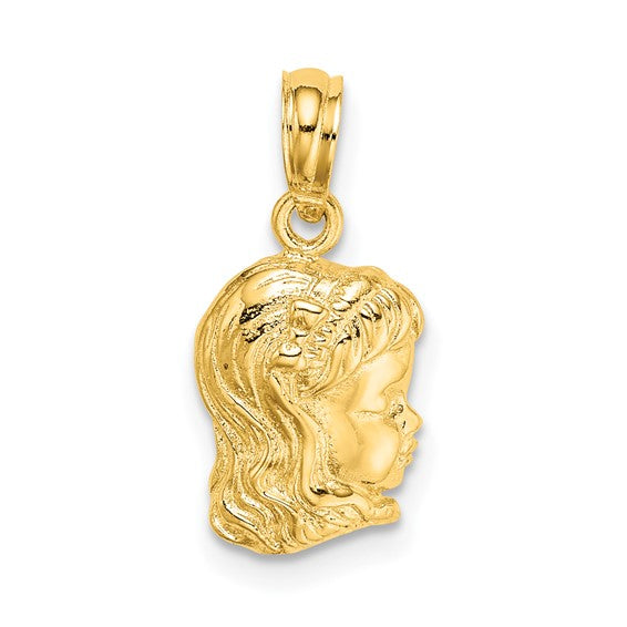 10kt Yellow Gold Girl Head Charm