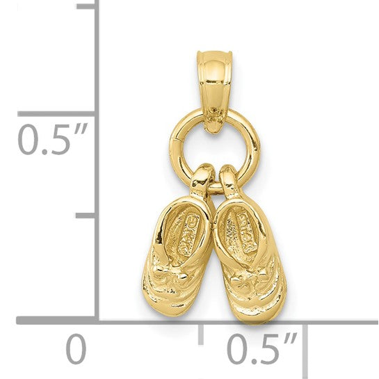 10kt Yellow Gold 3D Moveable Baby Shoes Charm