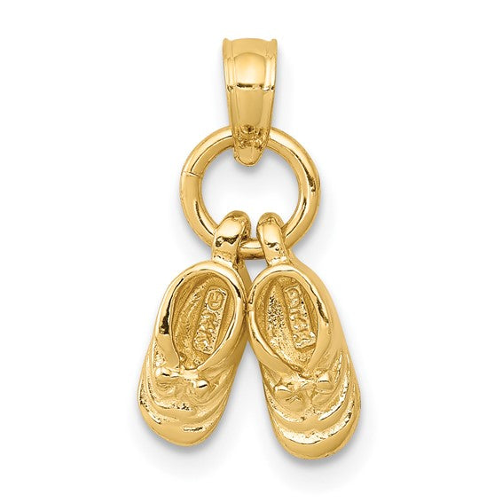 10kt Yellow Gold 3D Moveable Baby Shoes Charm