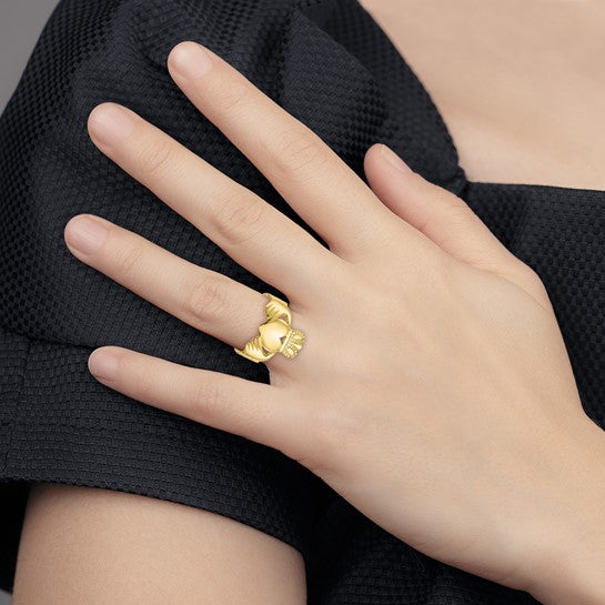 10kt Yellow Gold Polished Ladies Claddagh Ring