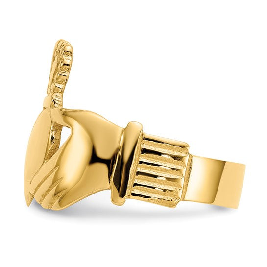 10kt Yellow Gold Polished Ladies Claddagh Ring