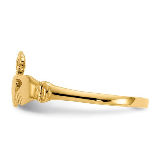 10kt Yellow Gold Polished Ladies Claddagh Ring