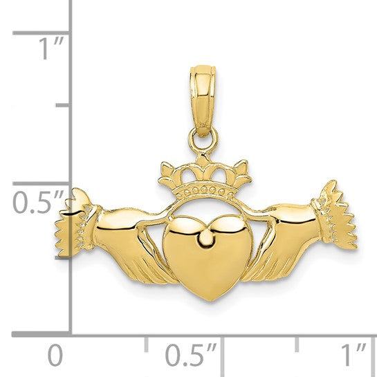 10kt Yellow Gold Polished Claddagh Pendant