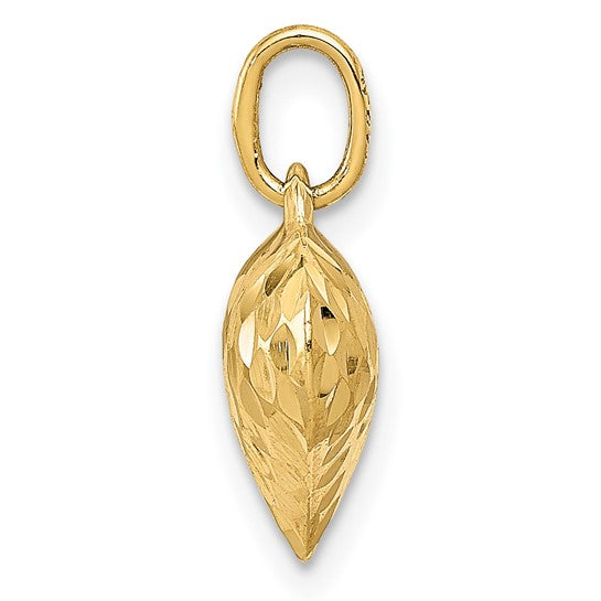 10KT Yellow Gold Polished & Textured 3-D Heart Pendant