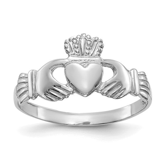 10kt White Gold Ladies Claddagh Ring