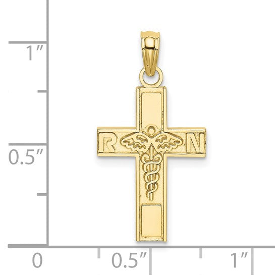 10KT Yellow Gold RN  Caduceus Cross Charm