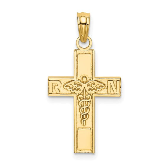10KT Yellow Gold RN  Caduceus Cross Charm
