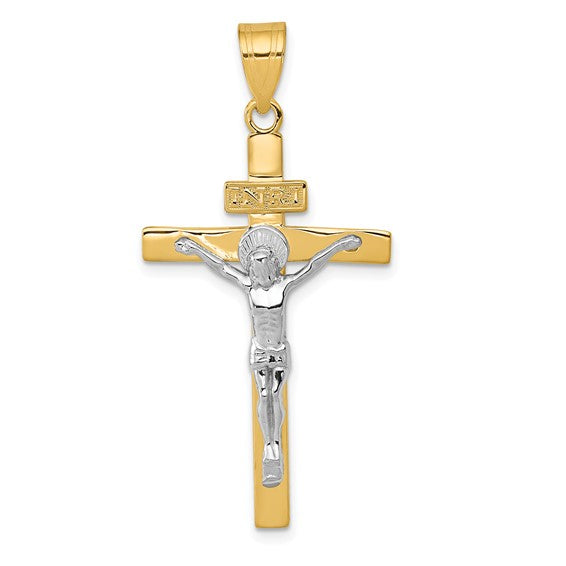 10KT Two-tone INRI Crucifix Pendant