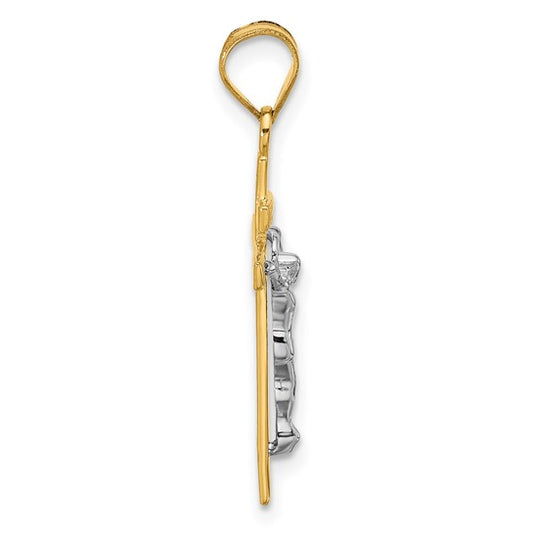 10KT Two-tone INRI Crucifix Pendant