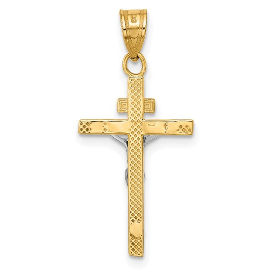 10KT Two-tone INRI Crucifix Pendant