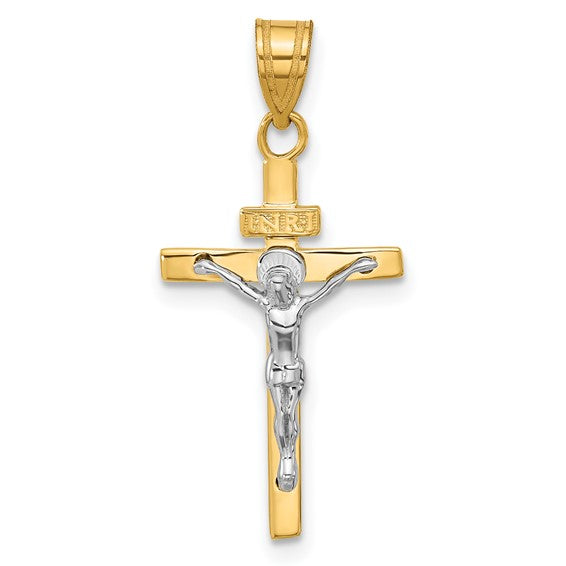 10KT Two-tone INRI Crucifix Pendant