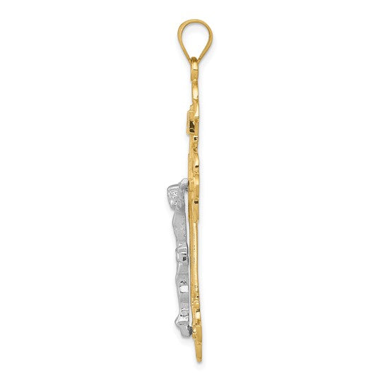 10KT Two-tone INRI Crucifix Pendant
