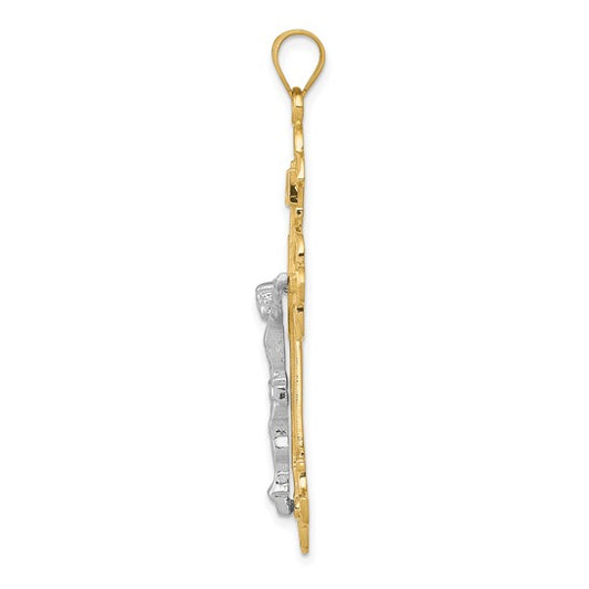 10KT Two-tone INRI Crucifix Pendant