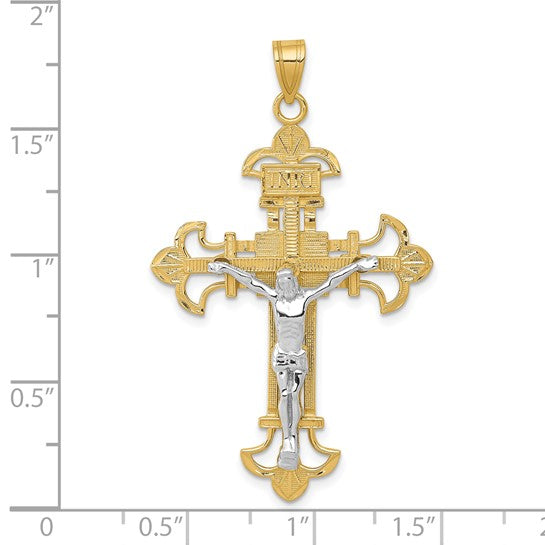 10KT Two-tone INRI Crucifix Pendant