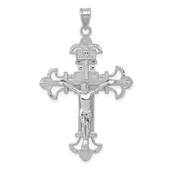 10kt White Gold INRI Crucifix Pendant