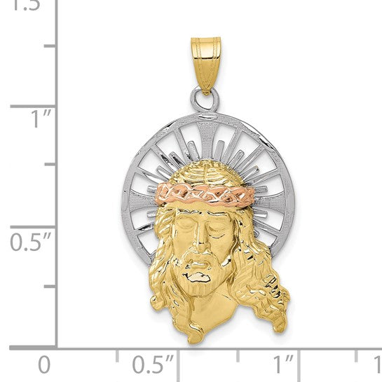 10KT Tri-color Diamond-cut Christ Charm