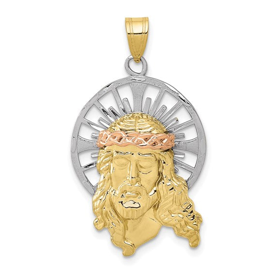 10KT Tri-color Diamond-cut Christ Charm