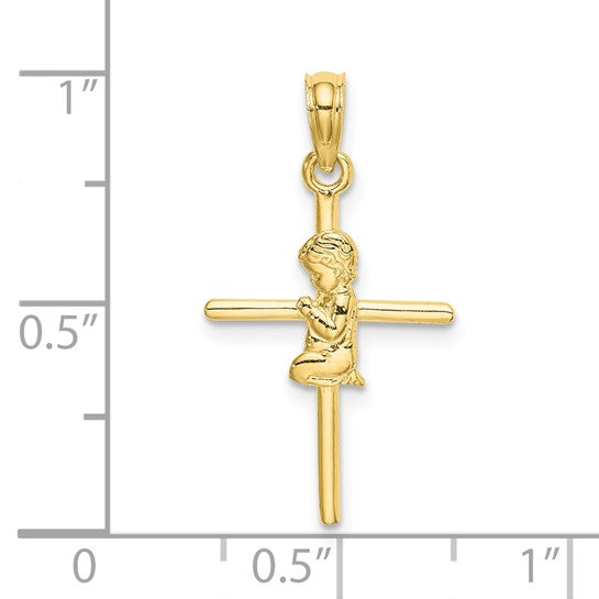 10kt Yellow Gold Praying Boy Cross Charm