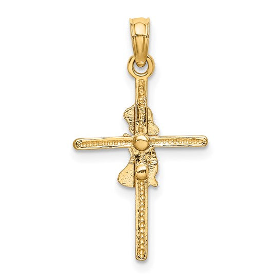 10kt Yellow Gold Praying Girl Cross Charm