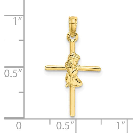 10kt Yellow Gold Praying Girl Cross Charm