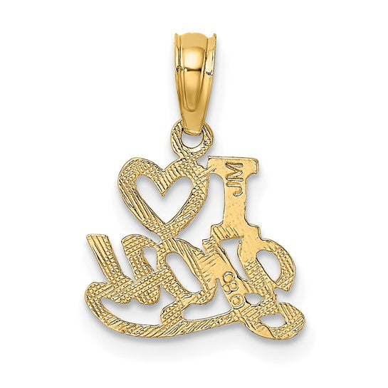10kt Yellow Gold Polished and Textured I HEART YOU Charm