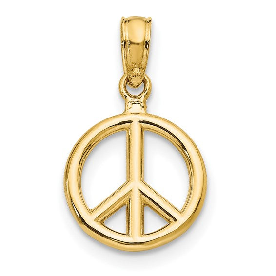 10kt Yellow Gold Polished Peace Symbol Pendant