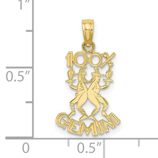 10KT Yellow Gold 100% GEMINI Zodiac Charm