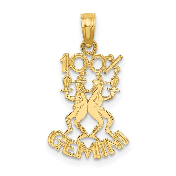 10KT Yellow Gold 100% GEMINI Zodiac Charm