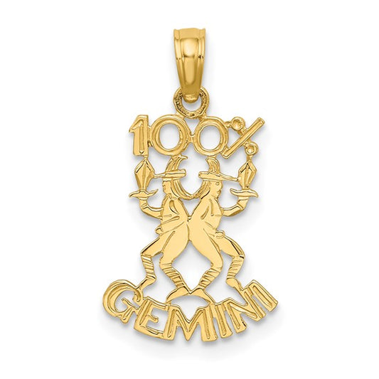 10KT Yellow Gold 100% GEMINI Zodiac Charm