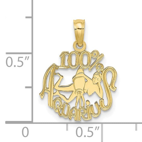 10KT Yellow Gold 100% AQUARIUS Zodiac Charm