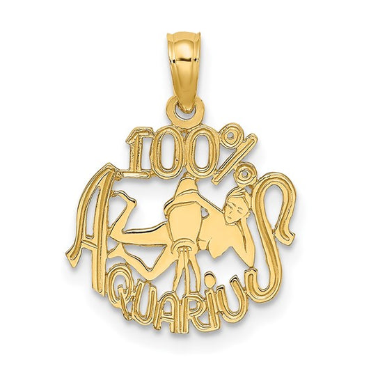 10KT Yellow Gold 100% AQUARIUS Zodiac Charm