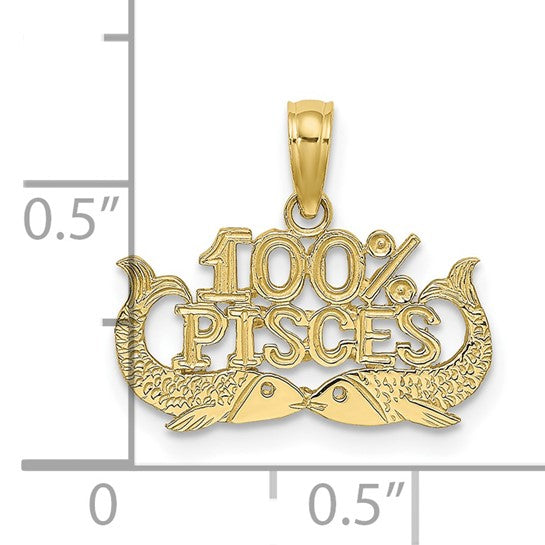 10KT Yellow Gold 100% PISCES Zodiac Charm