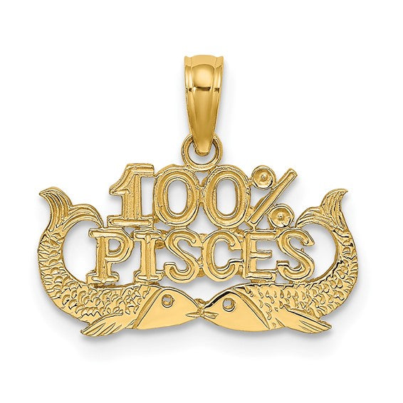 10KT Yellow Gold 100% PISCES Zodiac Charm