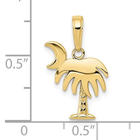 10KT Yellow Gold Charleston Palm Tree with Moon Pendant