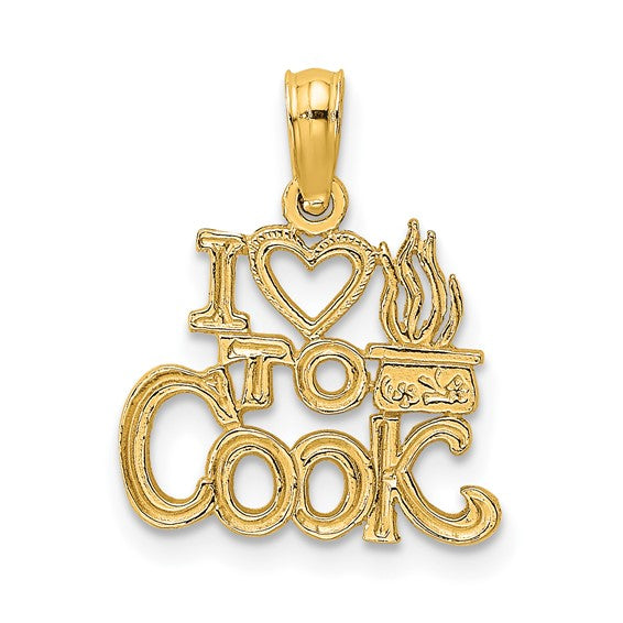 10KT Yellow Gold I HEART TO COOK Charm