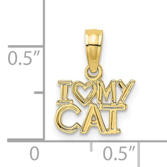 10kt Yellow Gold I HEART MY CAT Charm