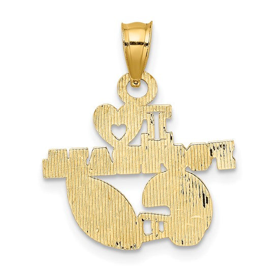 10kt Yellow Gold I HEART FOOTBALL Charm