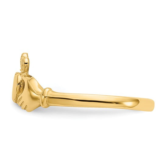 10kt Yellow Gold Polished & Satin Claddagh Ring