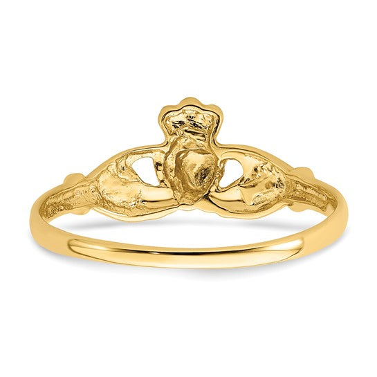 10kt Yellow Gold Polished & Satin Claddagh Ring