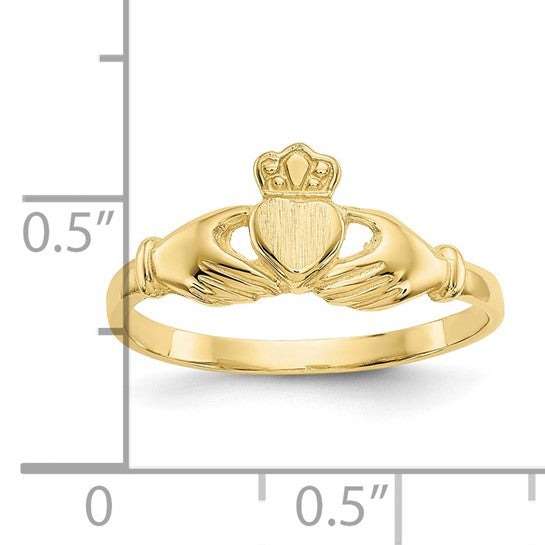 10kt Yellow Gold Polished & Satin Claddagh Ring
