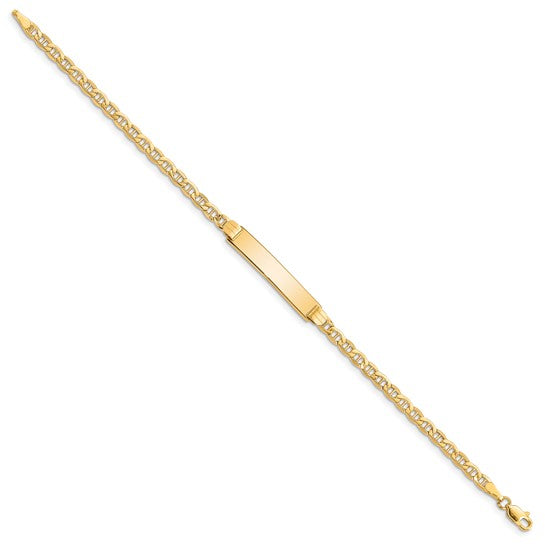 10kt Yellow Gold Semi-solid Anchor Link ID Bracelet