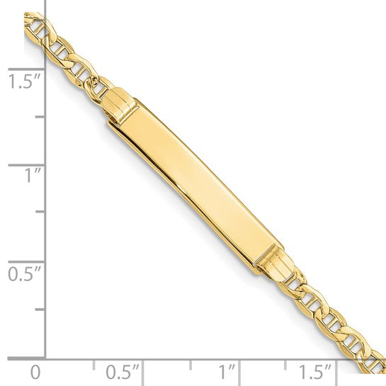 10kt Yellow Gold Semi-solid Anchor Link ID Bracelet