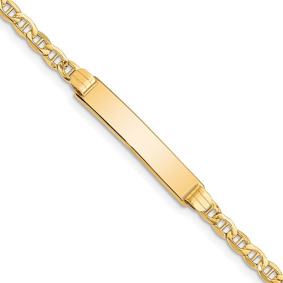 10kt Yellow Gold Semi-solid Anchor Link ID Bracelet